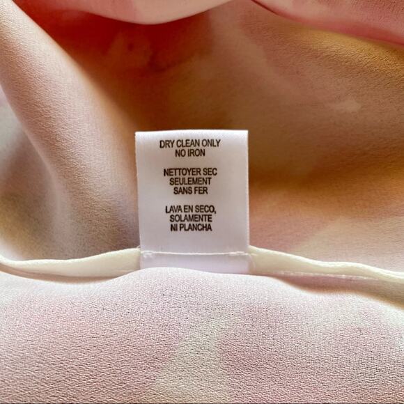 Worth Silk Crinkle Chiffon Pink and White Off The Shoulder Blouse, Small - Picture 13 of 13